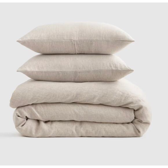 Quince European Linen  Full Queen Duvet Set Natural Chambray NWOT #Q148 - Picture 1 of 5